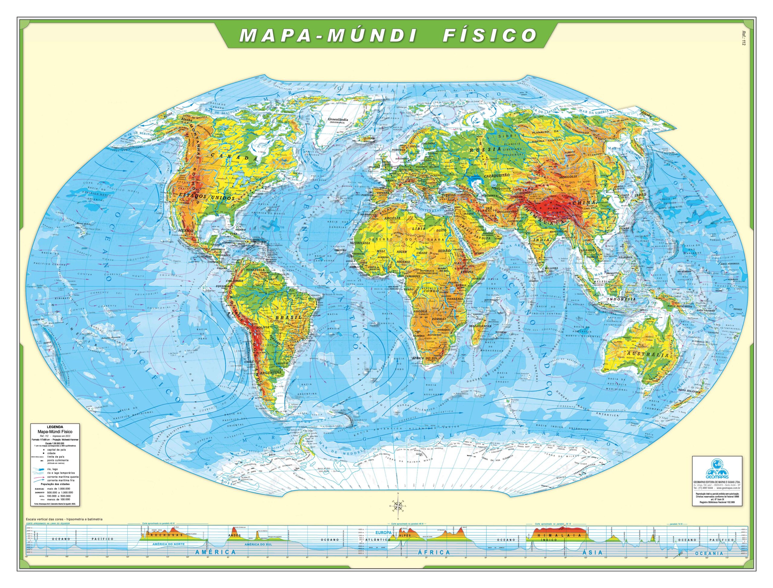 Mapa-Múndi Físico - Ref 112