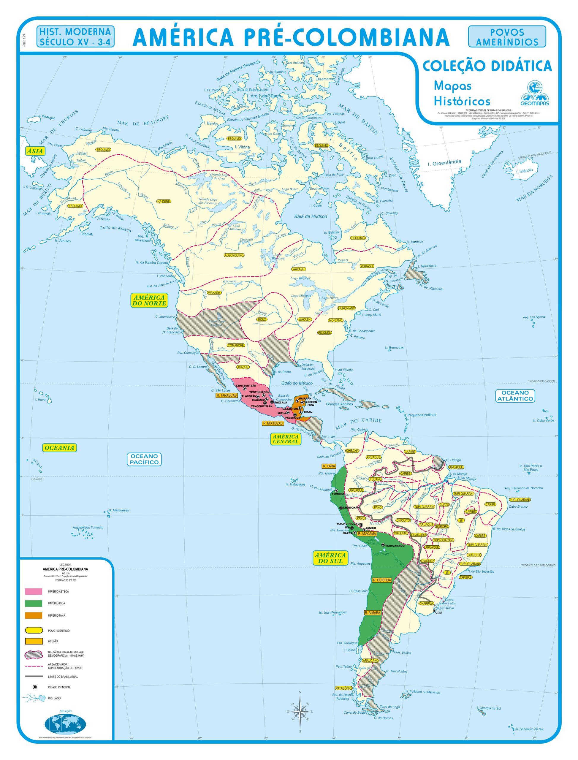 Mapa América Pré Colombiana - Ref 129