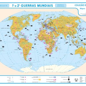 Mapa das Primeira e Segunda Guerras Mundiais - Ref: 139 - 07 - Formato - 1,20x0,90m