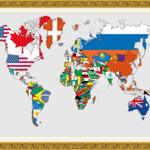 Mapa-Múndi Flags - Ref: 152 - Formato: 1.20x0.90m