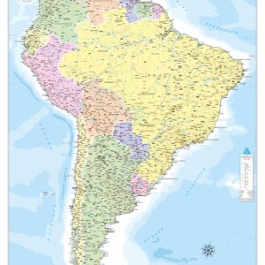 Mapa América do Sul Comercial 1,30x1,70m - Ref: 172