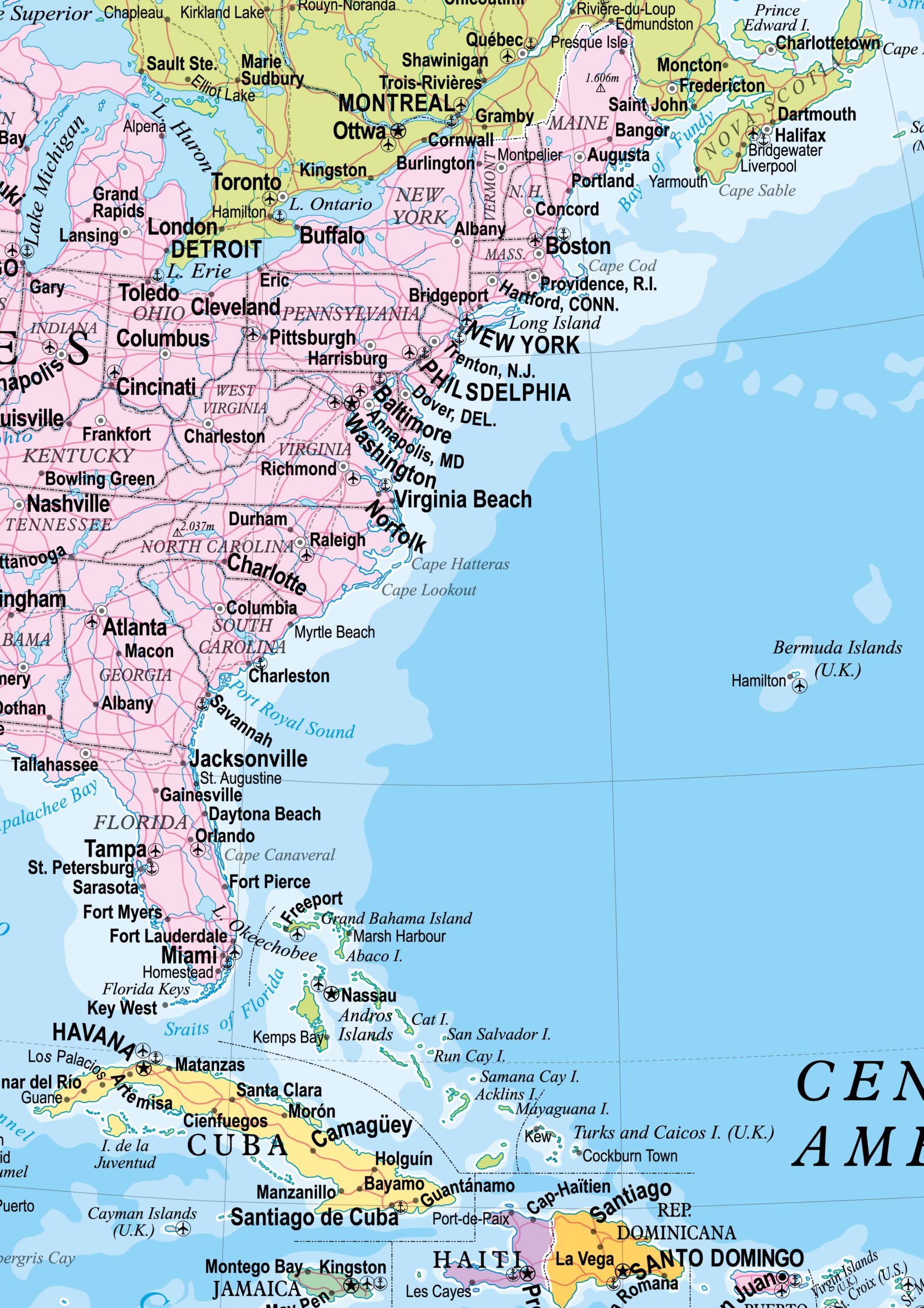 Mapa The Americas Political - Ref: 232 - Formato: 1.20x1.60m - Imagem 3