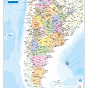 Mapa Argentina Político e Rodoviário 90x120cm ou 120x160cm - Ref: 233
