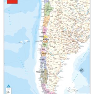 Mapa Chile Político e Rodoviário - Ref: 235