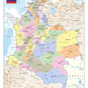 Mapa Colômbia Político e Rodoviário 120x90cm ou 160x120cm - Ref: 237