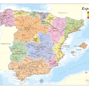 Mapa Espanha Político e Rodoviário - Ref: 238