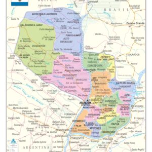 Mapa Paraguai Político e Rodoviário - Ref: 240