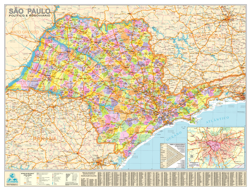 Mapa Do Estado De São Paulo Político E Rodoviário -Geomapas