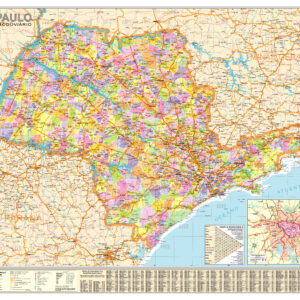 Mapa do Estado de São Paulo Político e Rodoviário - Ref: 511 -07 - Formato: 1.20x0.90cm Mapas Comerciais, Mapas Didáticos e Personalizados de Alta Qualidade