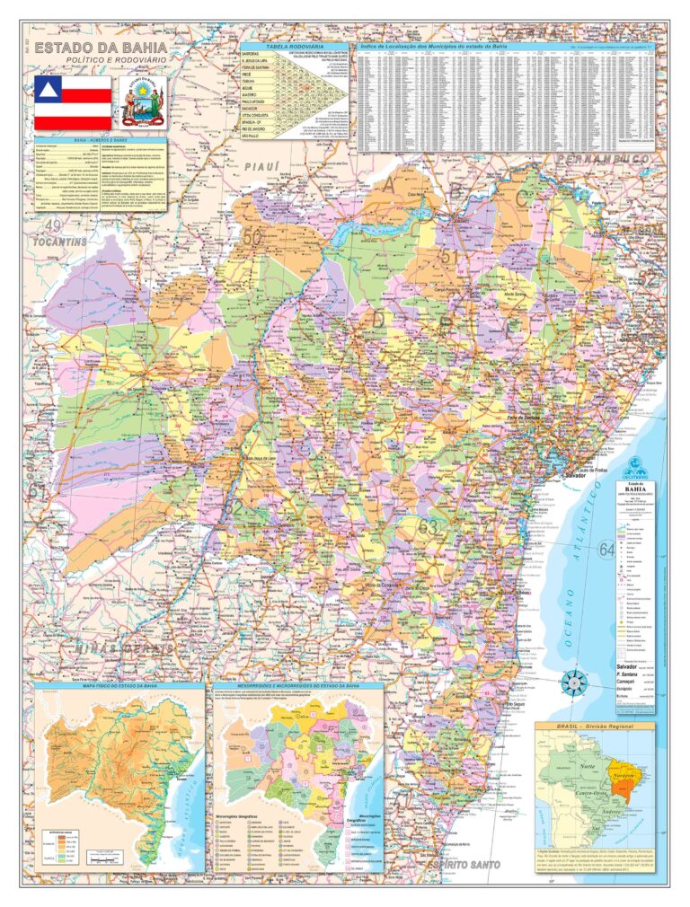 Mapa Do Estado Da Bahia Político E Rodoviário - Ref: 523 - 07 - Formato ...