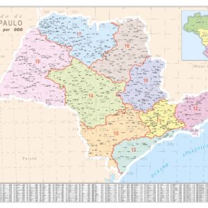 Mapa Estado de São Paulo Divisão por DDD