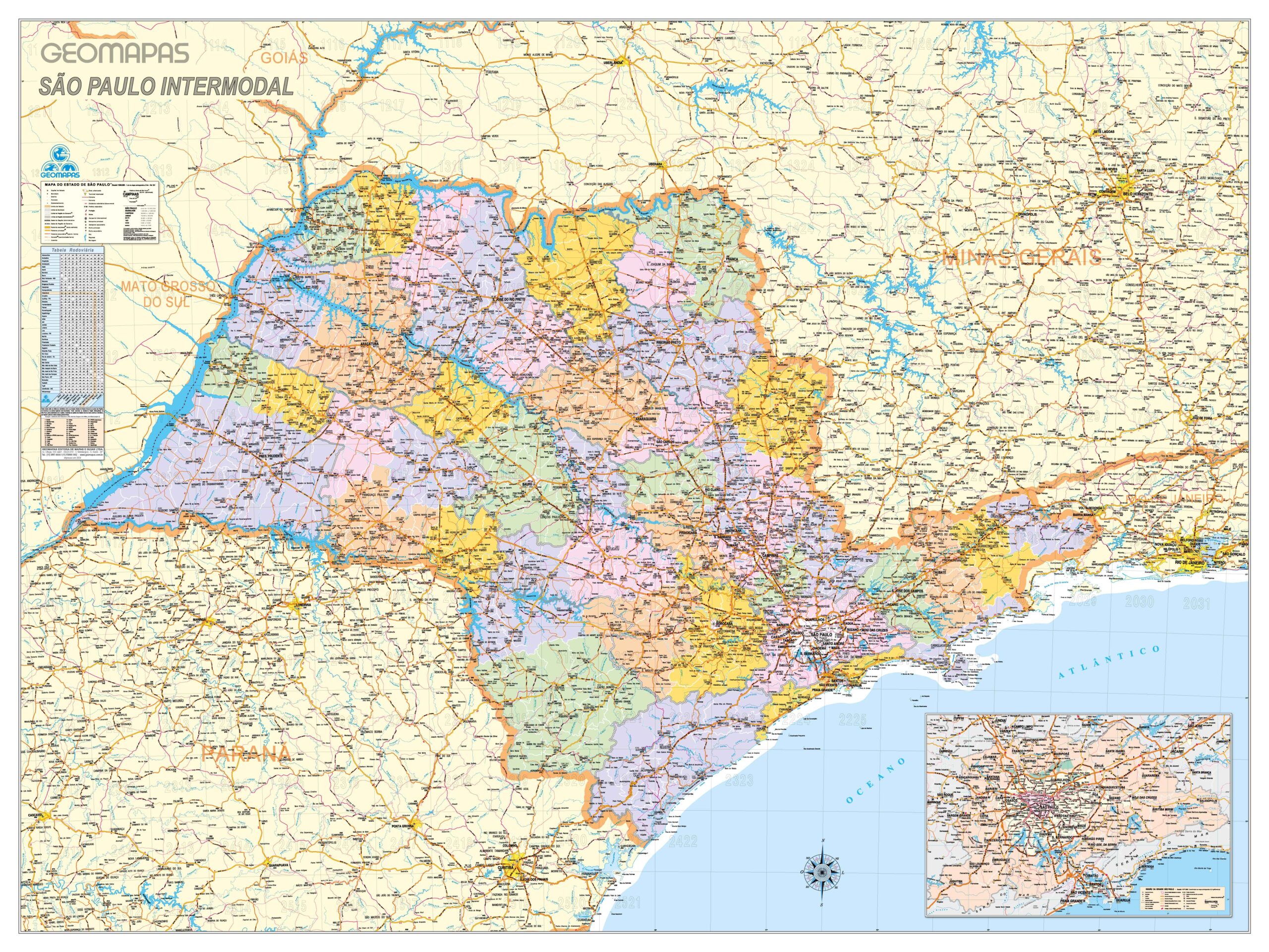 Mapa do Estado de São Paulo Intermodal