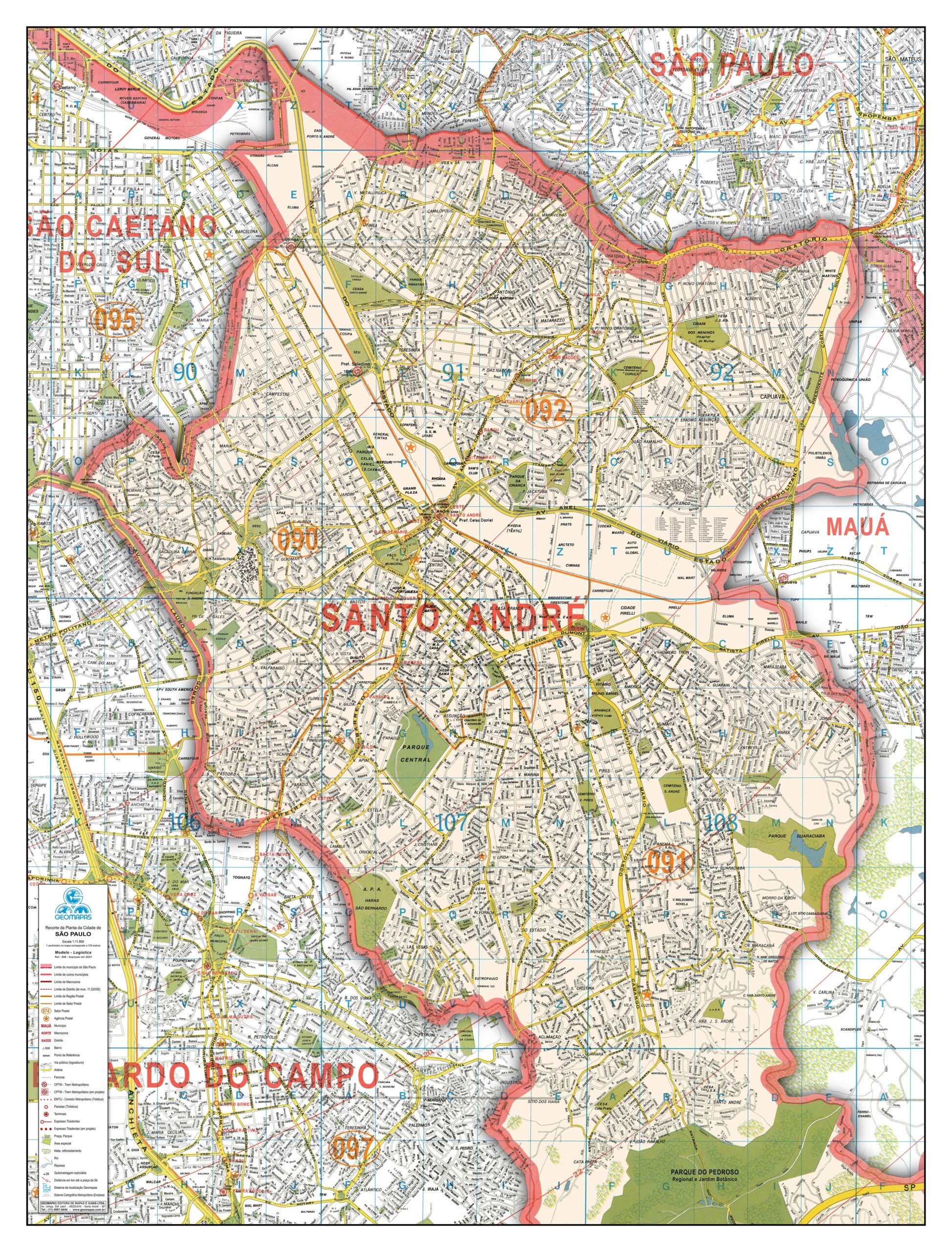 Mapa Do Município De Santo André - Ref: 712 - Formato: 0.90x1.20m - GEO ...
