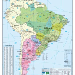 Mapa do Mercosul Político - Ref: 231 - 07 - Formato:  1,20x0,90m