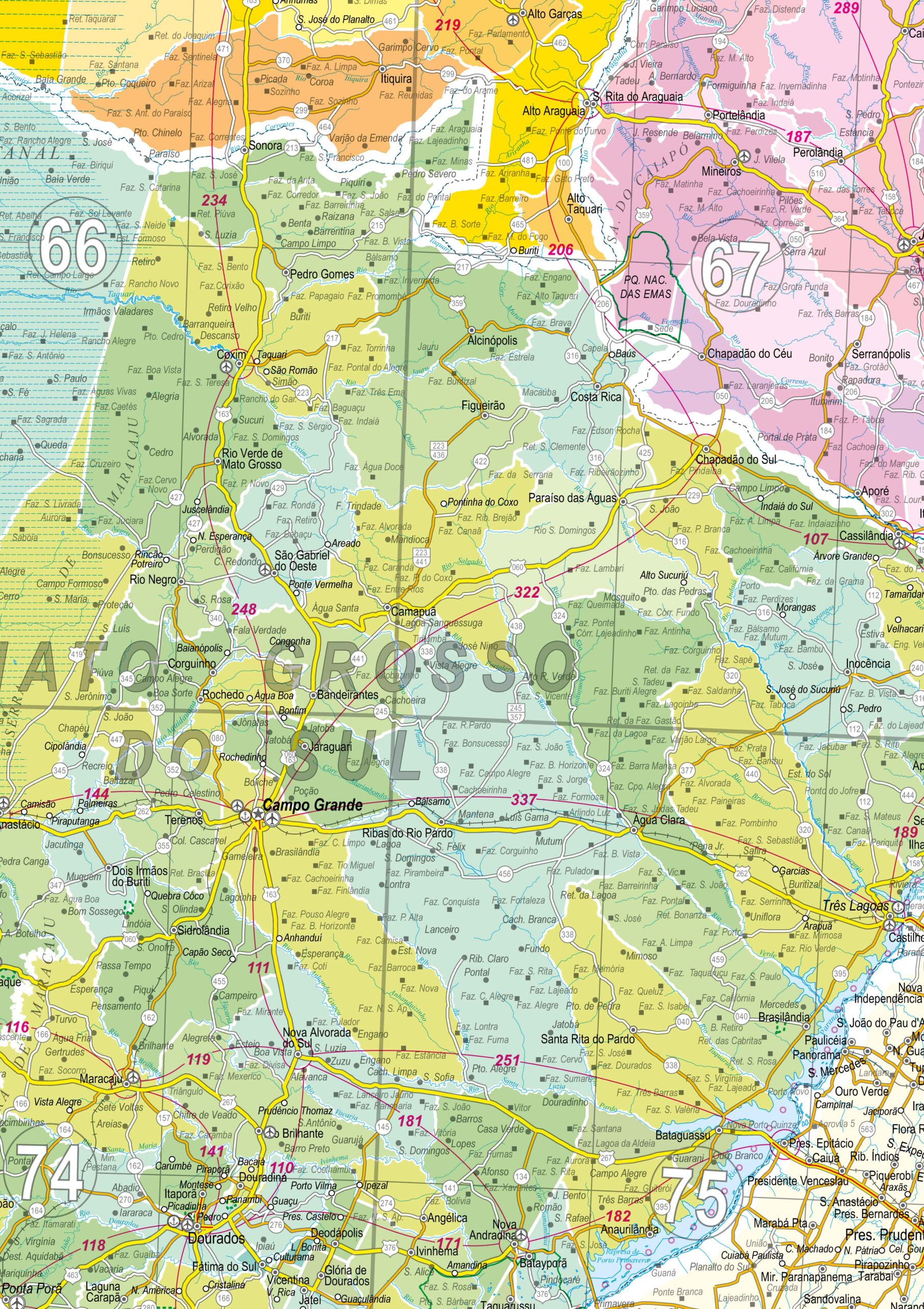 Mapa da Região Centro-Oeste do Brasil - Ref: 414 - Formato: 0.90x1.20m - Imagem 2