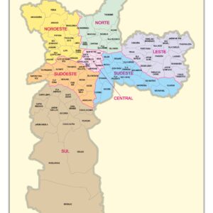 Mapa dos Distritos e Regiões do Município de SP
