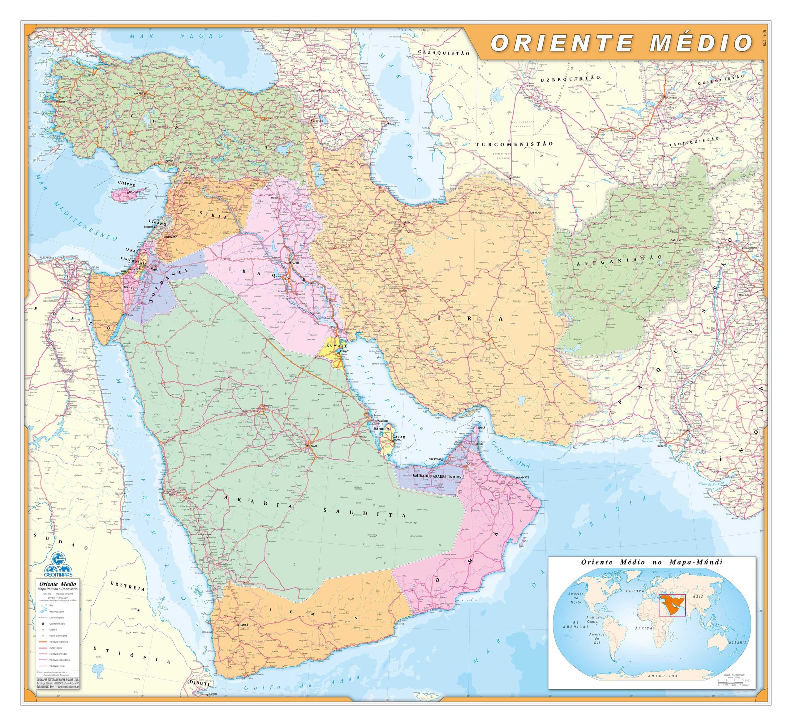 Mapa Oriente Médio – Ref: 230 – Formato: 97x89cm – Geomapas 2026