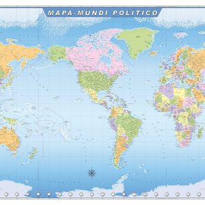 Mapa-Múndi As Américas no Centro Político - Ref: 117- 1.20x0.90m - Geomapas  2026