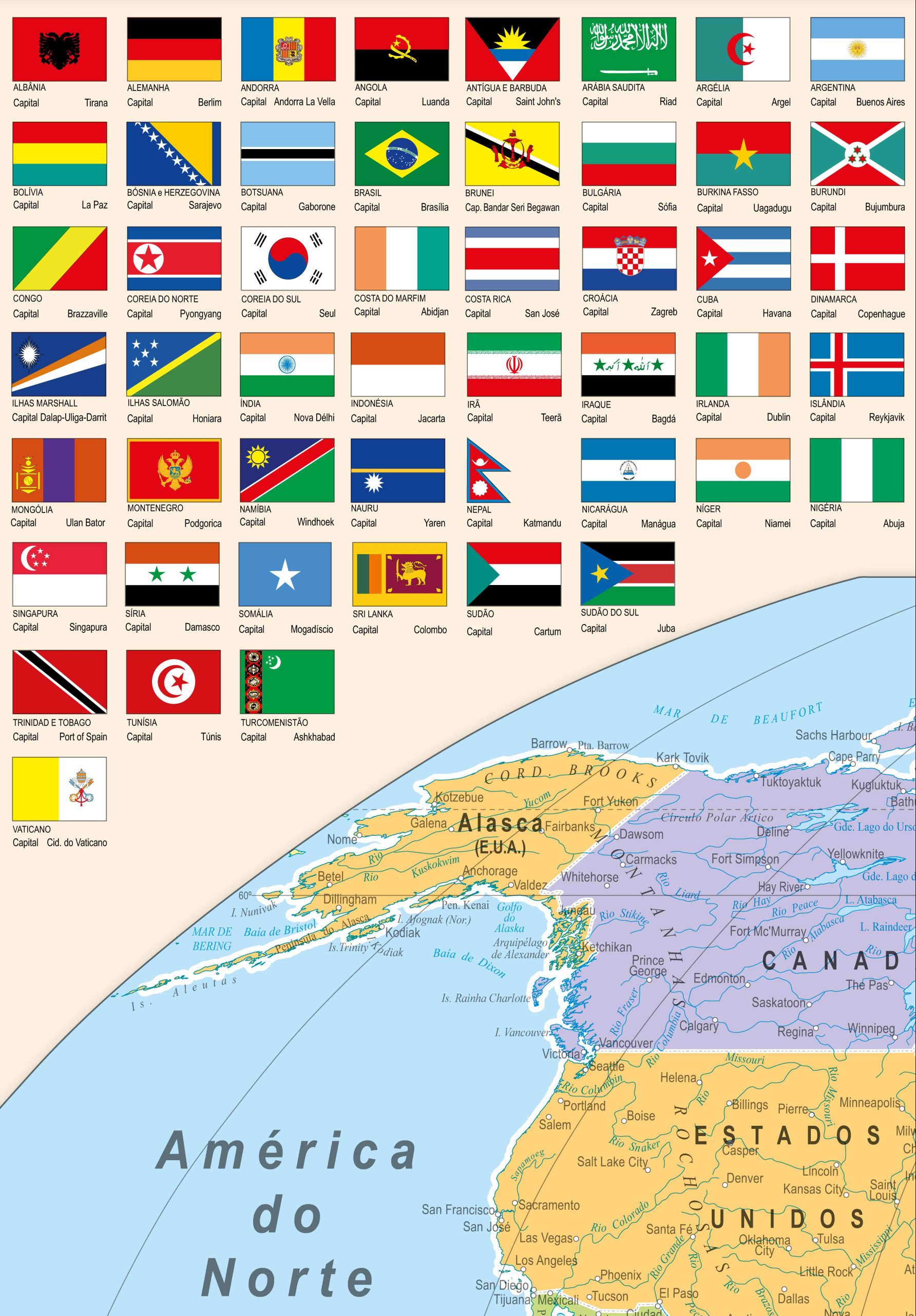 Mapa-Múndi Político Bandeiras - Ref. 160 - Formato 1,20 x 0,90m - Geomapas 2026 - Imagem 2